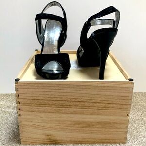 Calvin Klein Peep Toe MoHair Stiletto Heal Sandal